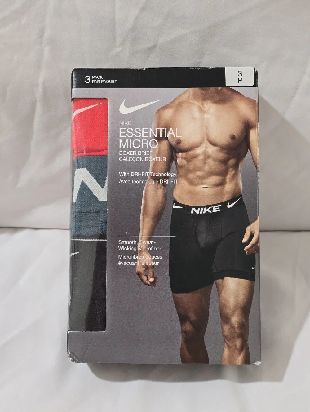 NWT Nike Men's 3 Pack Essential Micro Boxer Brief Dri-fit Technology Small